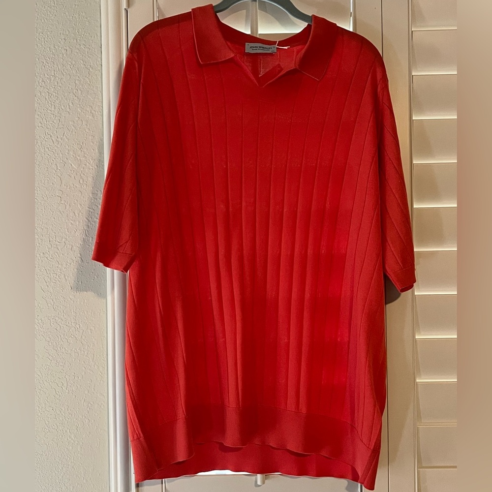 NWT - JOHN SMEDLEY Sundown Orange Ribbed Shirt